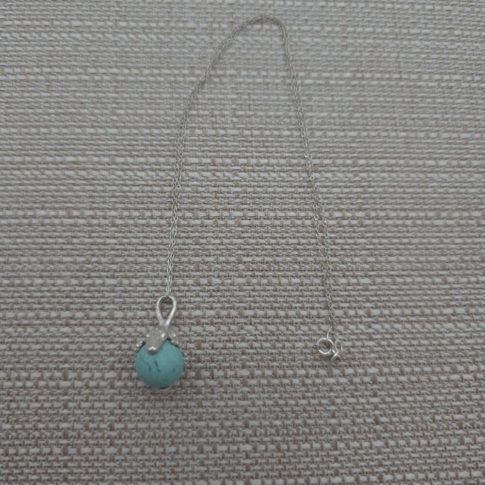 18 Inch Sterling Silver Turquoise Stone Alligator Necklace A1682